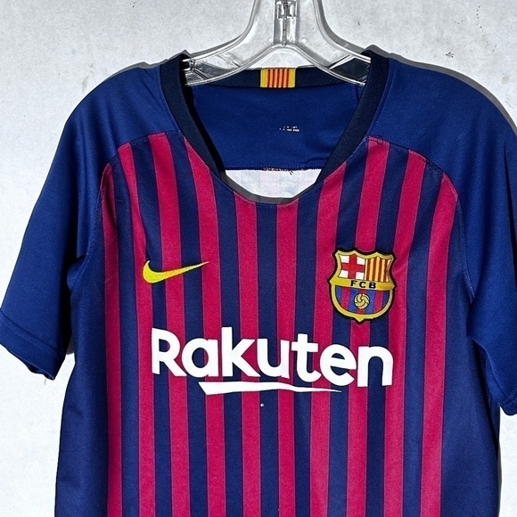 NIKE Euro Futbol Soccer Barcelona Red Blue Short Sleeve Shirt Football Jersey - Picture 4 of 8
